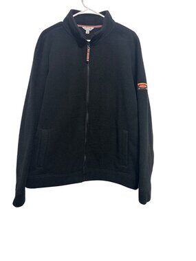 Orvis Full Zip Fleece Jacket Black Mens Sz Large L Deep Pile Heavyweight